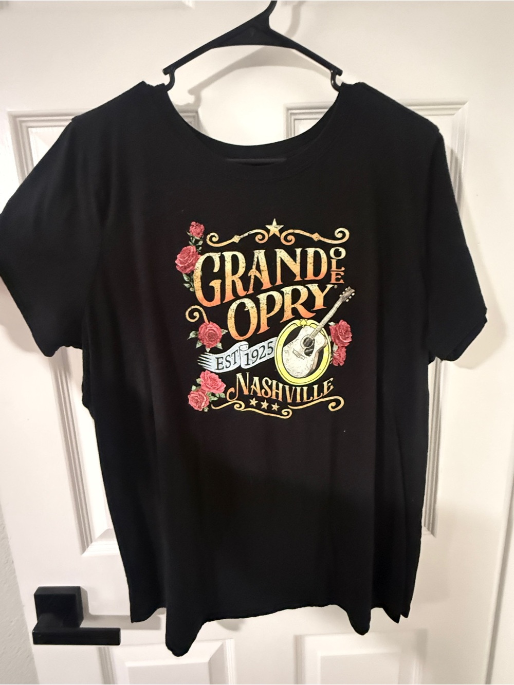 Grand Ole Opry Nashville Black Graphic Tee Roses Guitar Size 2x